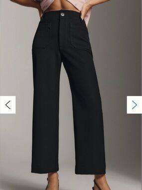 Anthropologie Maeve Colette Black Cropped Wide Leg Pants